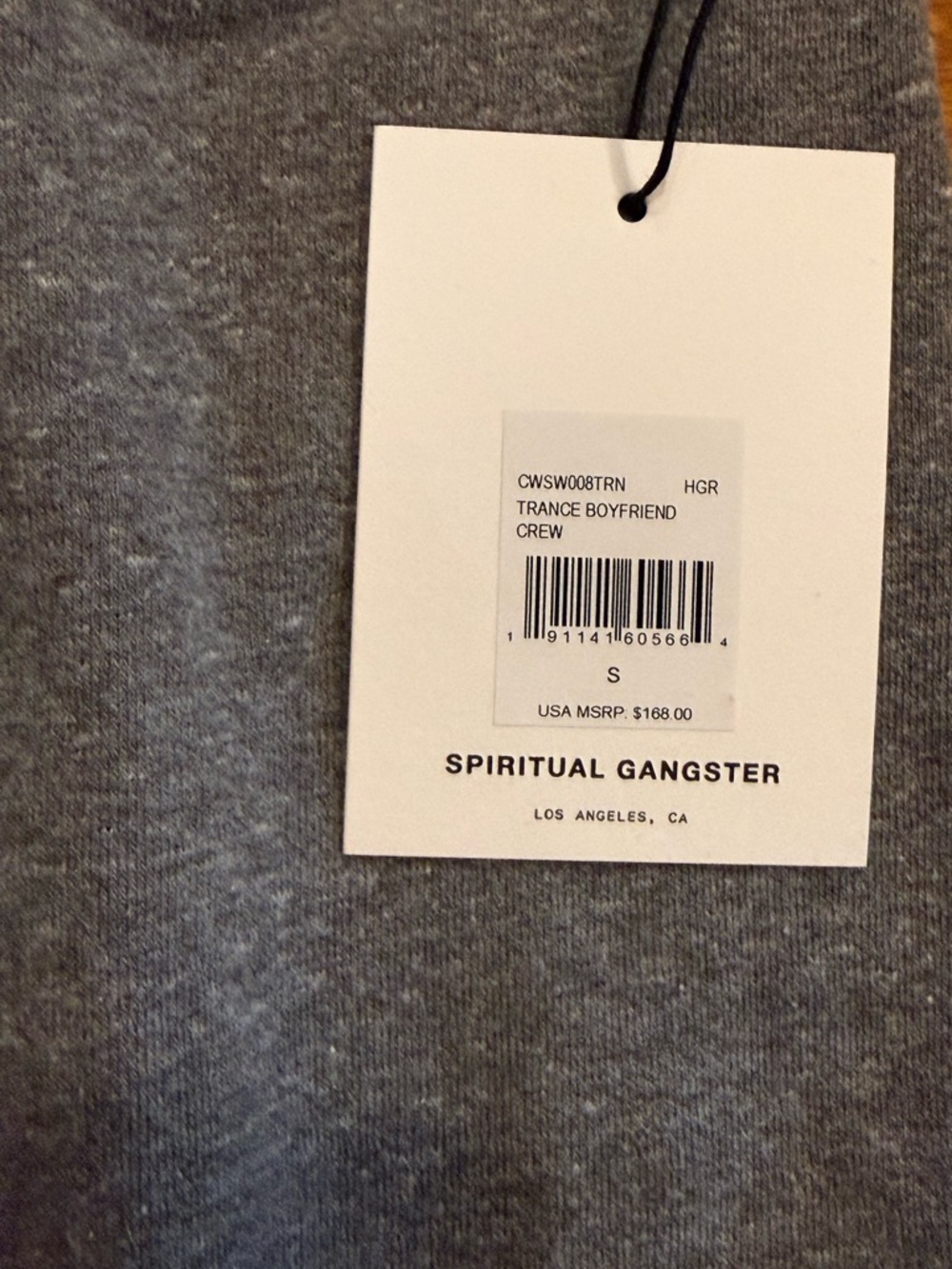 Spiritual Gangster Deep Trance Sound Bath Boyfriend Crew Sweatshirt Gray S NWT - Picture 4 of 5